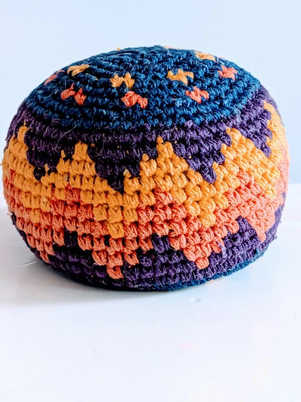 VTG 90s Hacky Sack Footbag Ball Aztec Chevron Multicolor Blue Orange Yellow